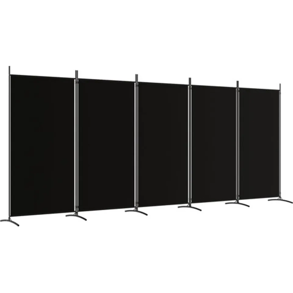 vidaXL Kamerscherm met 5 panelen 433x180 cm stof zwart, foto 3