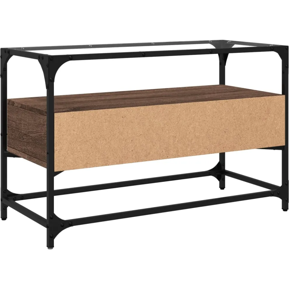 vidaXL Tv-meubel met glazen blad 80x35x51 cm hout bruin eikenkleurig, foto 4