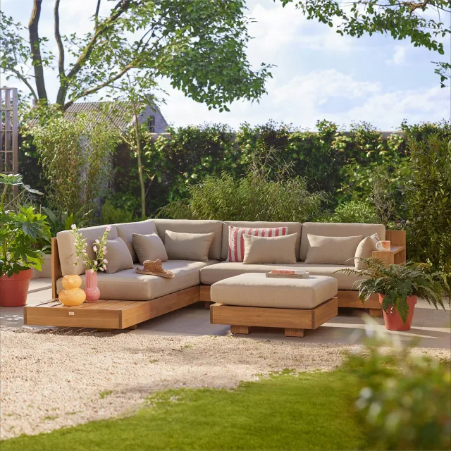 NOUS Garden Belmonte deluxe loungeset met hocker naturel zand, foto 2