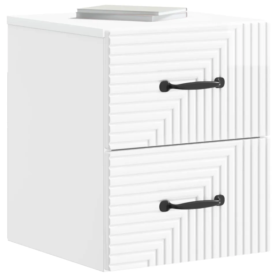 vidaXL Wandbeugel Bedkast 2 st Hoogglans Wit 34,5 x 33 x 40 cm