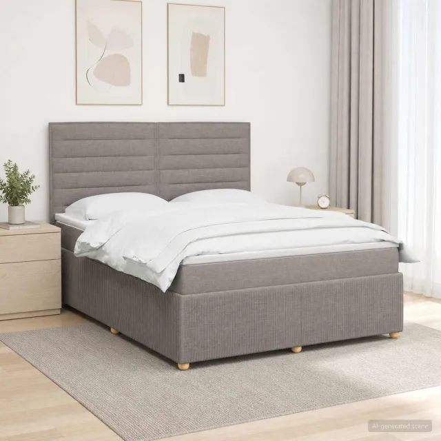 vidaXL Boxspringbed met matras met hoofdeinde Taupe 140 x 190 cm Stof
