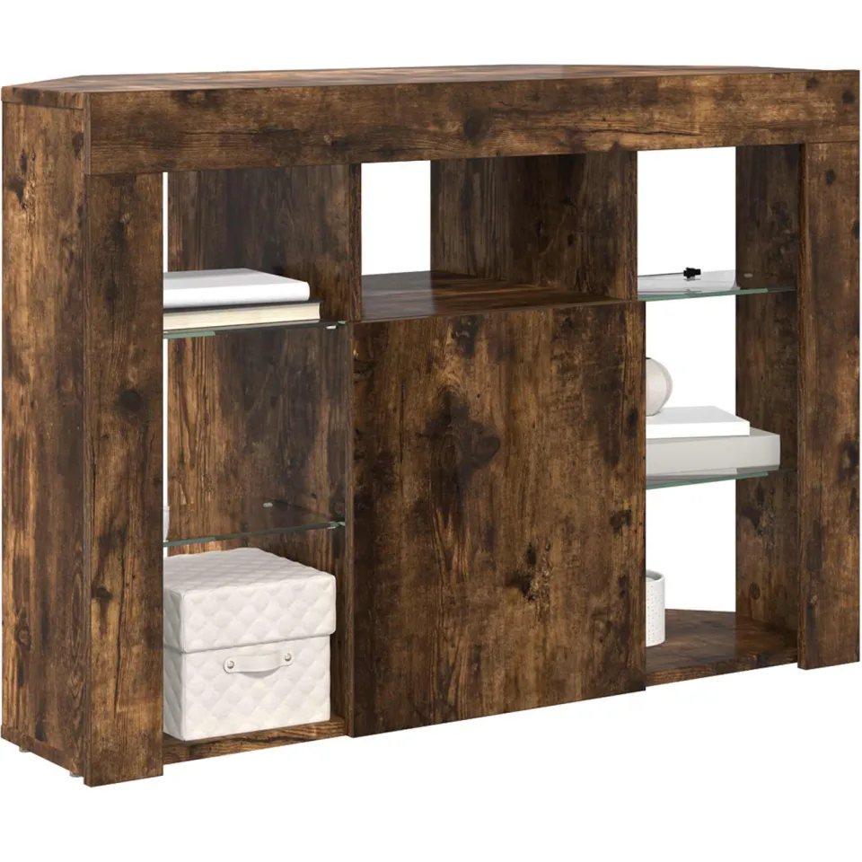 vidaXL Hoek LED TV Kast 100x40x68cm Gerookt eiken Bewerkt hout Grijs