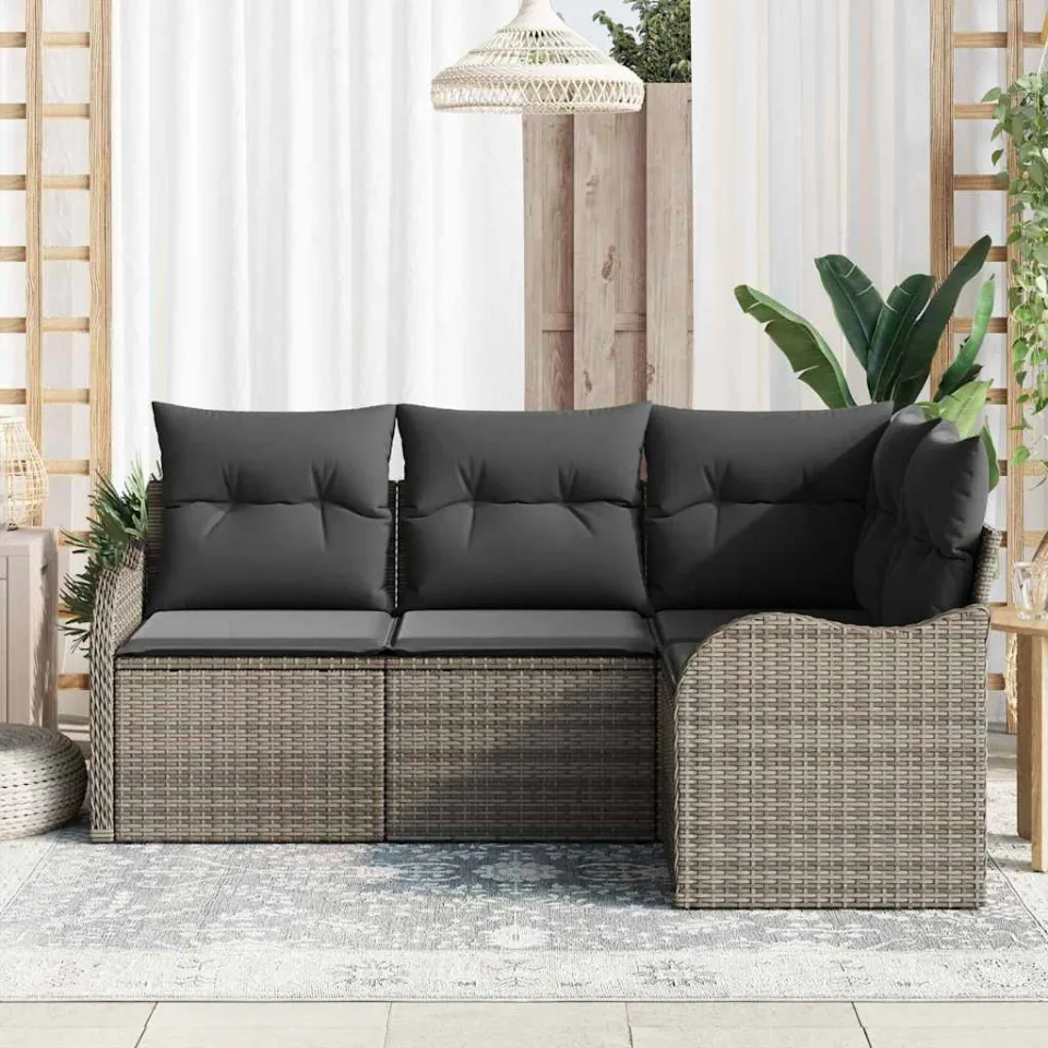 vidaXL Tuin Sofa Set Grijs poly rattan, foto 3