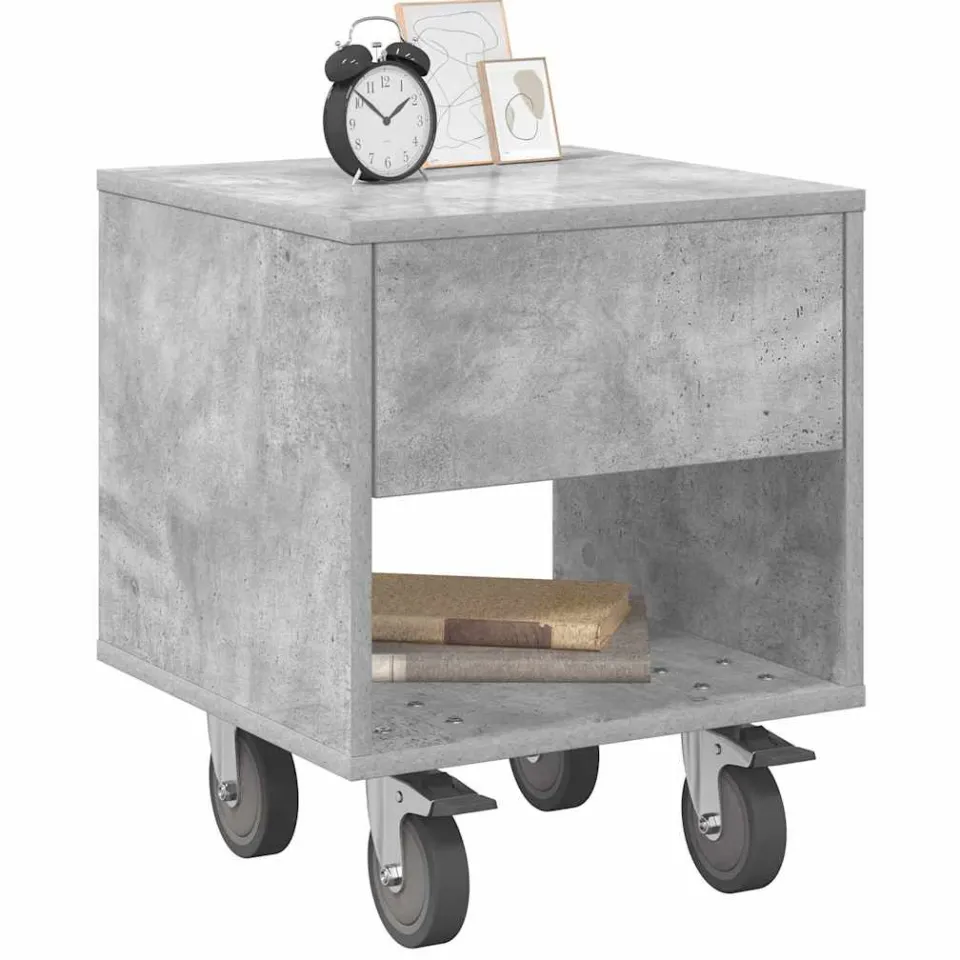 vidaXL Nachtkastje 2 st Beton Grijs 40,5 x 40 x 48 cm Bewerkt hout