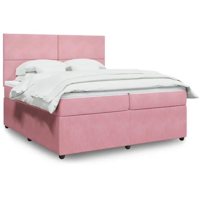 vidaXL Boxspring met matras fluweel roze 200x200 cm