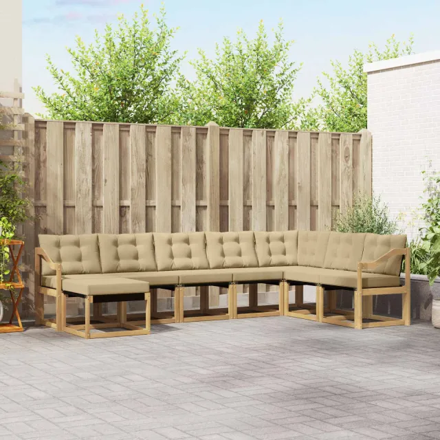 vidaXL Buiten bankenset 8 st Wit en Beige