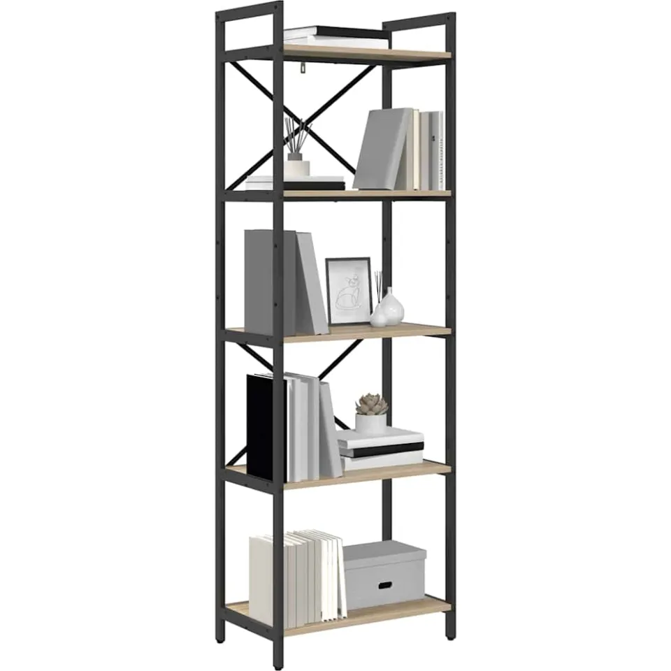 vidaXL Boekenkast 5-laags 56 x 34 x 171 cm Bewerkt hout Sonoma Eiken Bruin