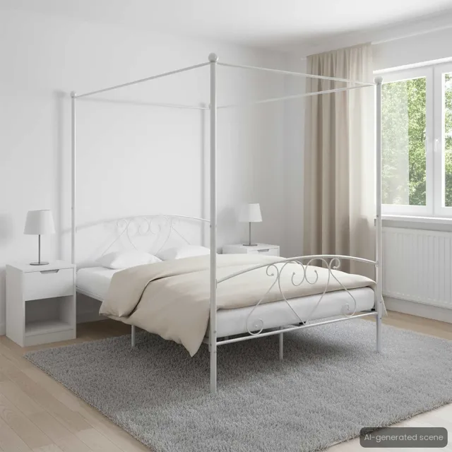vidaXL Hemelbedframe metaal wit 160x200 cm