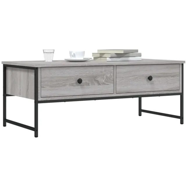 vidaXL Salontafel 101x49x39,5 cm bewerkt hout grijs sonoma eikenkleur