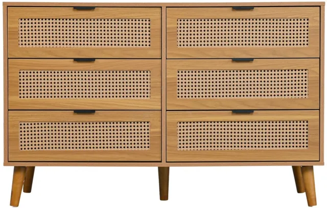 Happiq Ladekast Bruin Houtlook – Opbergkast met 6 Lades voor Woonkamer en Slaapkamer Wallnut