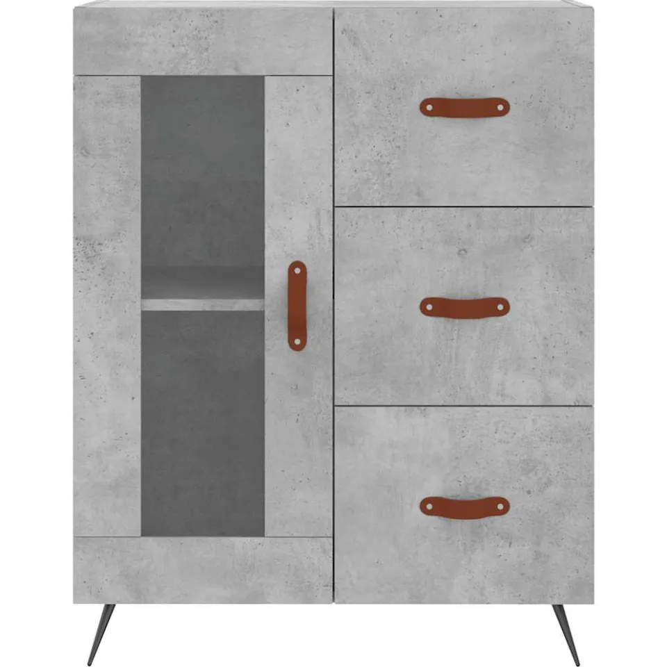 vidaXL Dressoir 69,5x34x90 cm bewerkt hout betongrijs