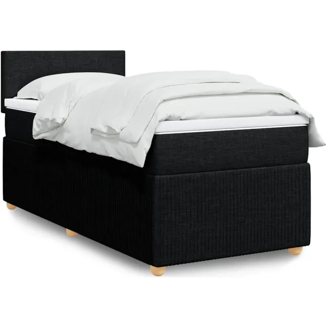 vidaXL Boxspring met matras stof zwart 90x190 cm