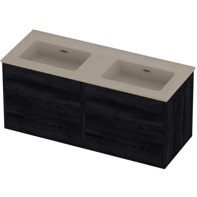 Proline Tribute Badmeubelset Porselein Elegant 120x46x54 cm Mat Crème Cotton Black Oak Eiken