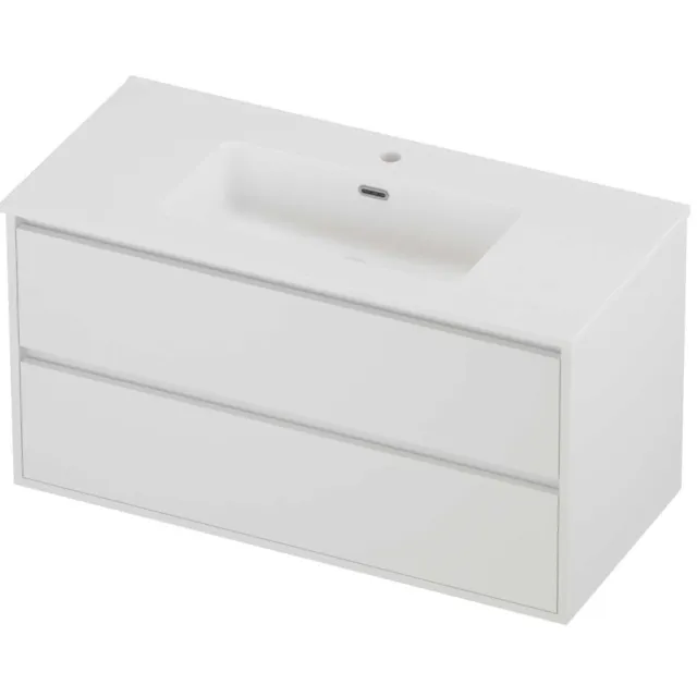 Proline Tribute Badmeubelset Porselein Elegant 1 Kraangat Greeploos 100x46x54 cm Mat Wit Mat White