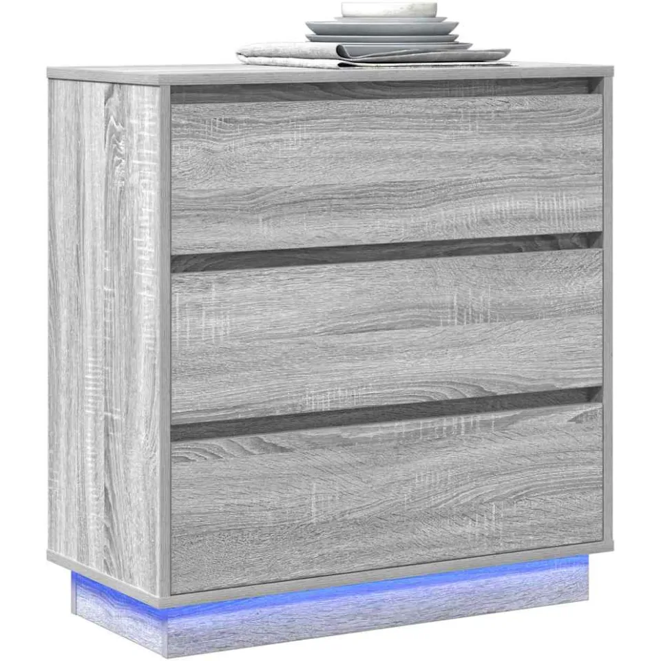 vidaXL Nachtkastje Grijs 71 x 34,5 x 75 cm Bewerkt hout