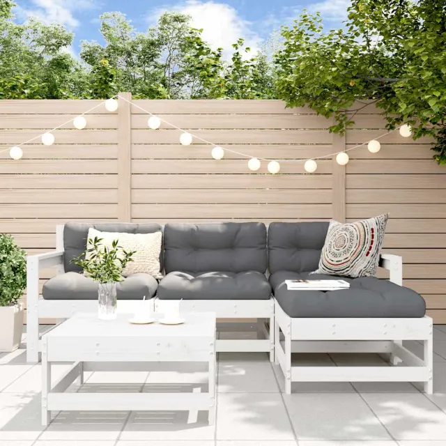vidaXL 5-delige Loungeset massief grenenhout wit, foto 2