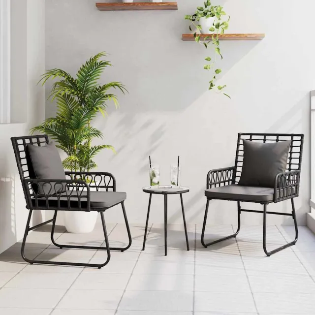 vidaXL Tuin eettafelset 3 st Zwart en Anthraciet poly rattan, foto 2
