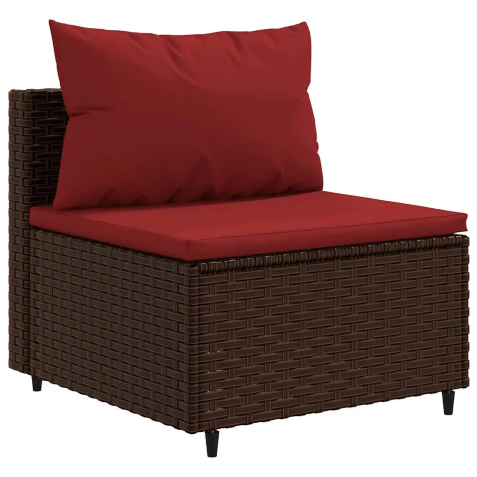 vidaXL 6-delige Loungeset met kussens poly rattan bruin, foto 4