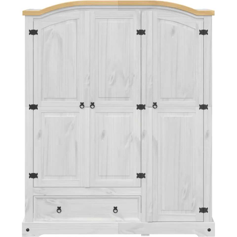 vidaXL Kledingkast Corona wit 151,5x52x186 cm massief grenenhout