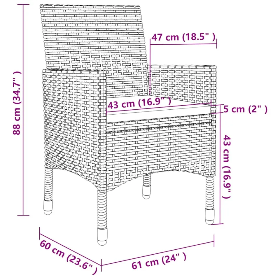 vidaXL 5-delige Tuinset met kussens poly rattan beige, foto 4
