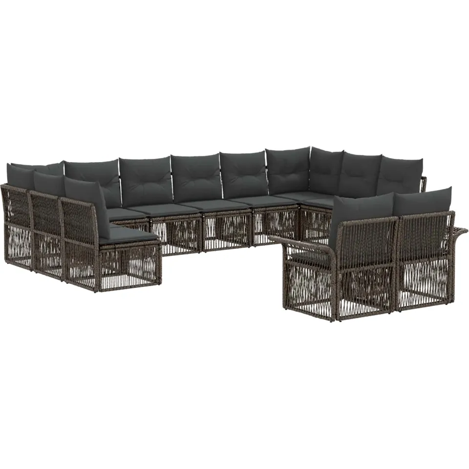 vidaXL Tuinbankenset 12 st Grijs poly rattan, foto 3