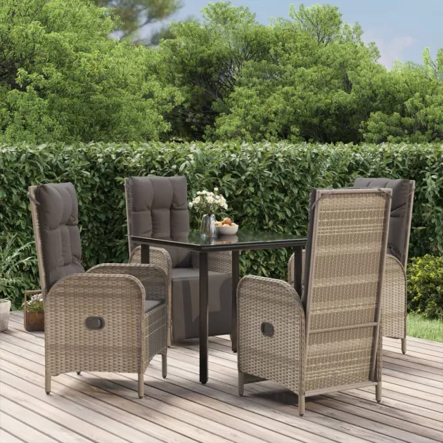 vidaXL 5-delige Tuinset met kussens poly rattan zwart en grijs, foto 2