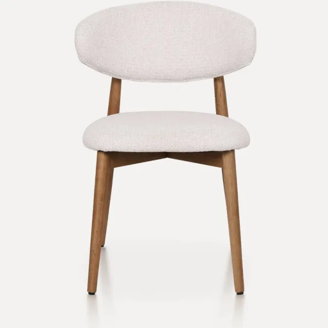 in& out door furniture Luxe Houten Eetkamerstoel met Stoffen Zitting – Premium Comfort – SET VAN 2 -Rubberhout Frame – Scandinavisch Design- Walnut Cream Walnut/ Cream