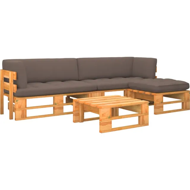 vidaXL 4-delige Loungeset pallet honingbruin geïmpregneerd grenenhout