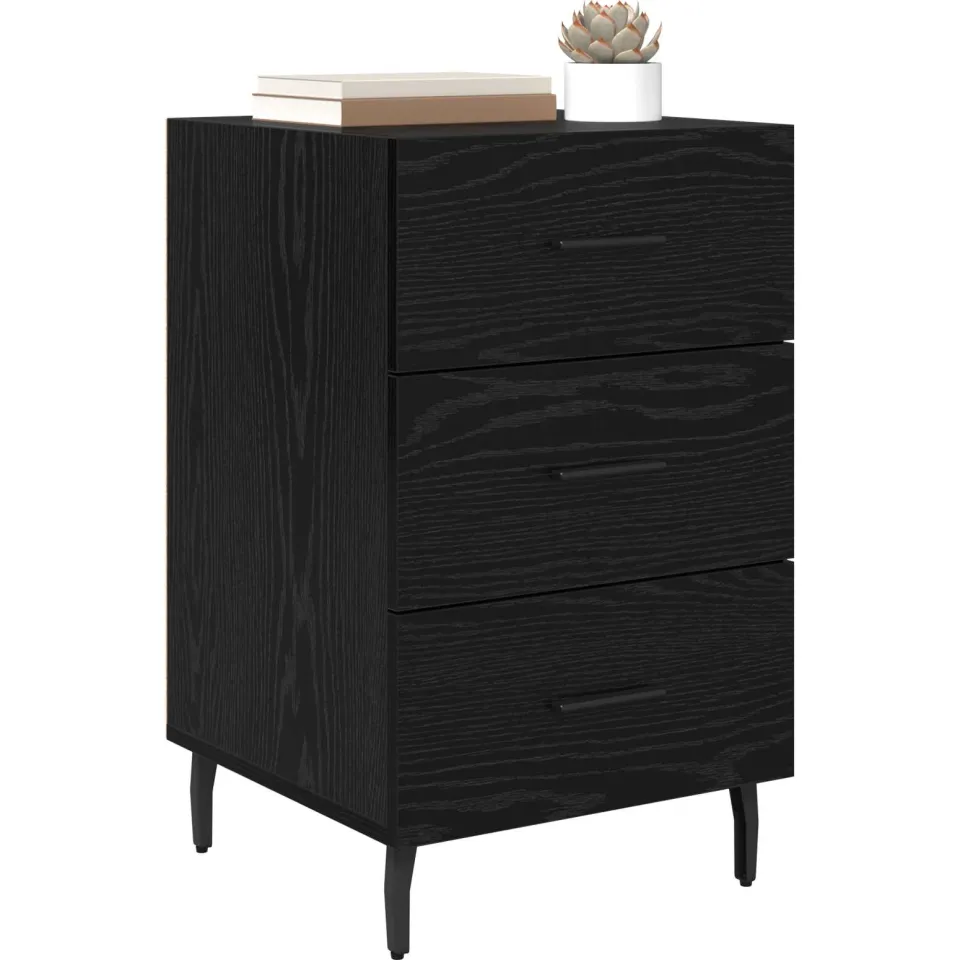 vidaXL Nachtkastje Zwart Eiken 40 x 40 x 66 cm Bewerkt hout