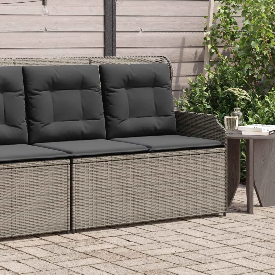 vidaXL Tuinbank 2-zits Grijs poly rattan, foto 3
