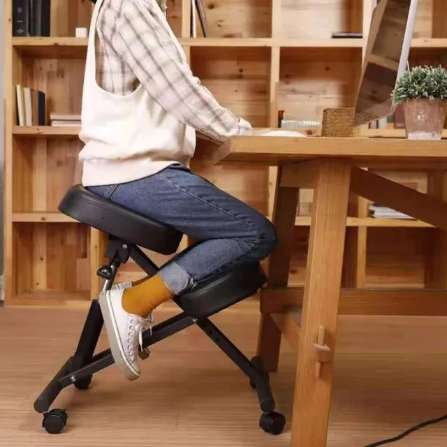 Calivari Ergonomische Kniestoel - Verstelbare Kniekruk met Rugsteun - Ergonomische Bureaustoel voor Betere Zithouding - Zwart - Tot 113 kg