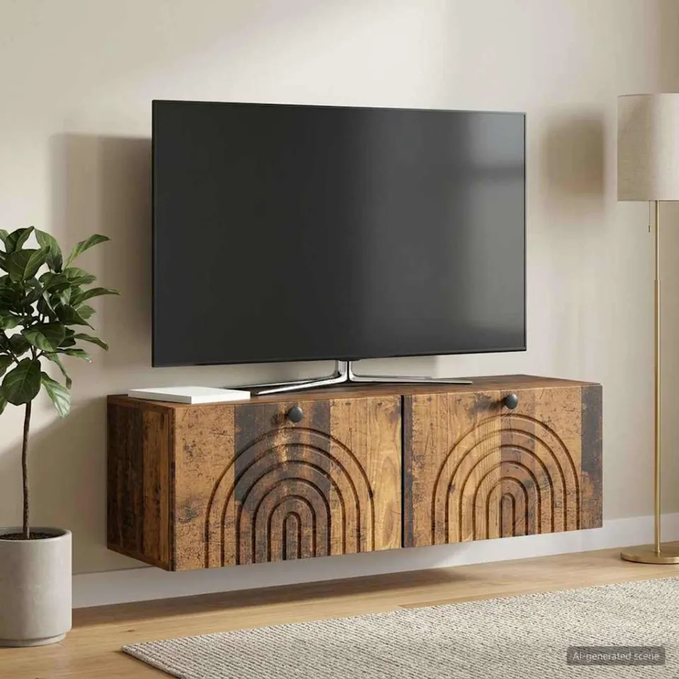 vidaXL Wandbeugel TV-kast Oud hout 98 x 31 x 30 cm Bewerkt hout bruin, foto 4