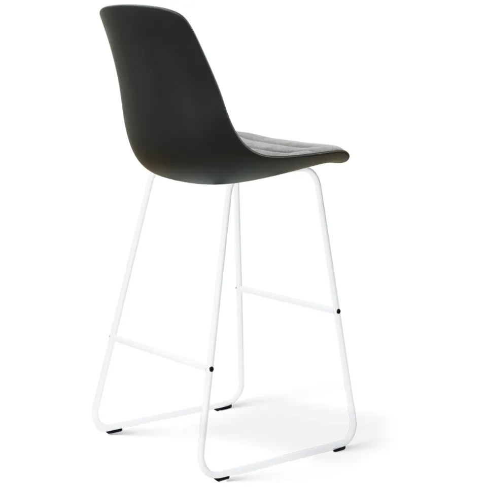 Nolon Nino-Liv barkruk zwart met zeegrijs zitkussen - wit onderstel - 75 cm, foto 3