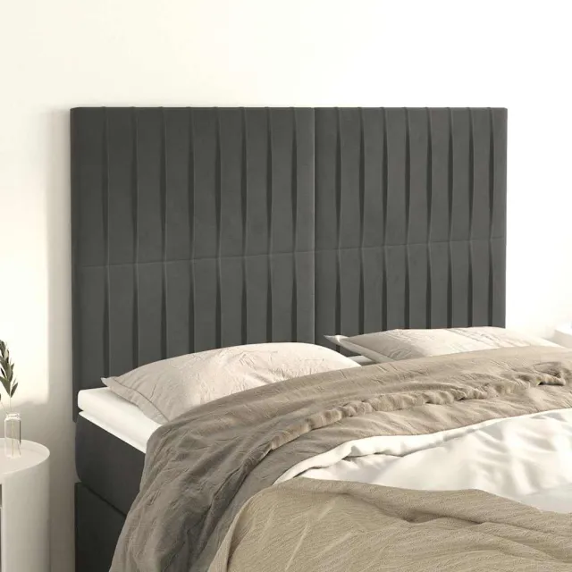 vidaXL Hoofdbord donkergrijs 144x5x118/128 cm Fluweel grijs