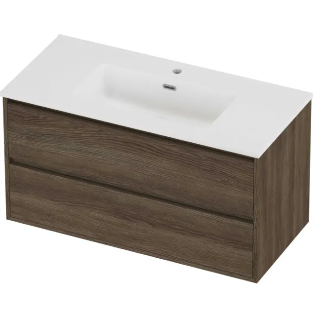 Proline Tribute Badmeubelset Porselein Elegant 1 Gat 100x46x54 cm Mat White Vital Oak Eiken