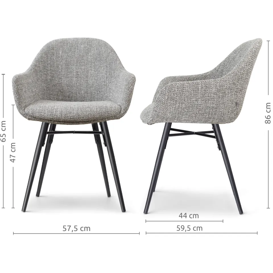 Nolon Nena-Mae eetkamerstoel grijs blend - zwart houten onderstel, foto 2