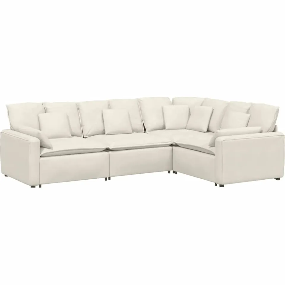 vidaXL Modulaire bank met kussens fluweel crèmekleurig, foto 3