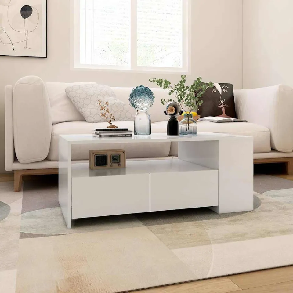 vidaXL Salontafel 102x55x42 cm bewerkt hout zwart Wit