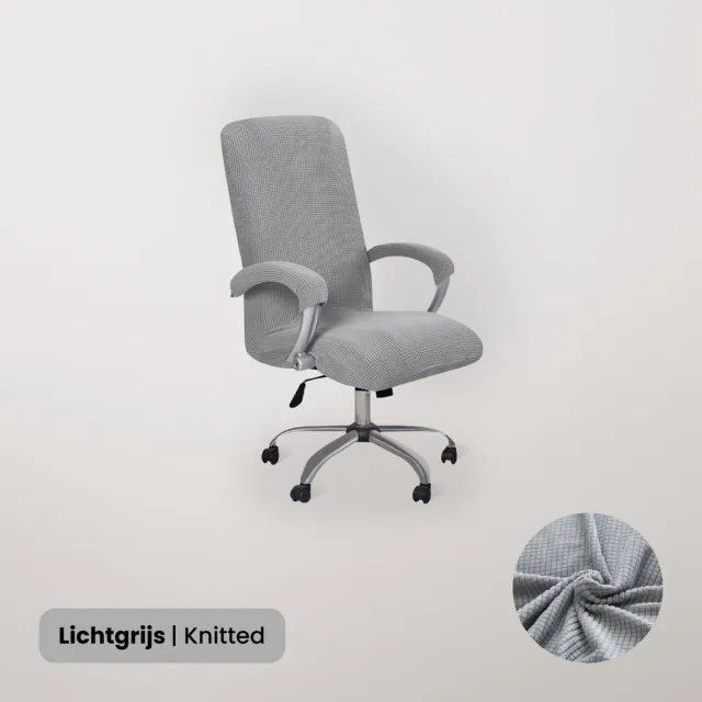 BankhoesDiscounter Bureaustoel Hoes – Bureaustoel Beschermer – Stoelhoezen Stretch – Stoelhoes Bureaustoel – Knitted Chair Cover – Lichtgrijs