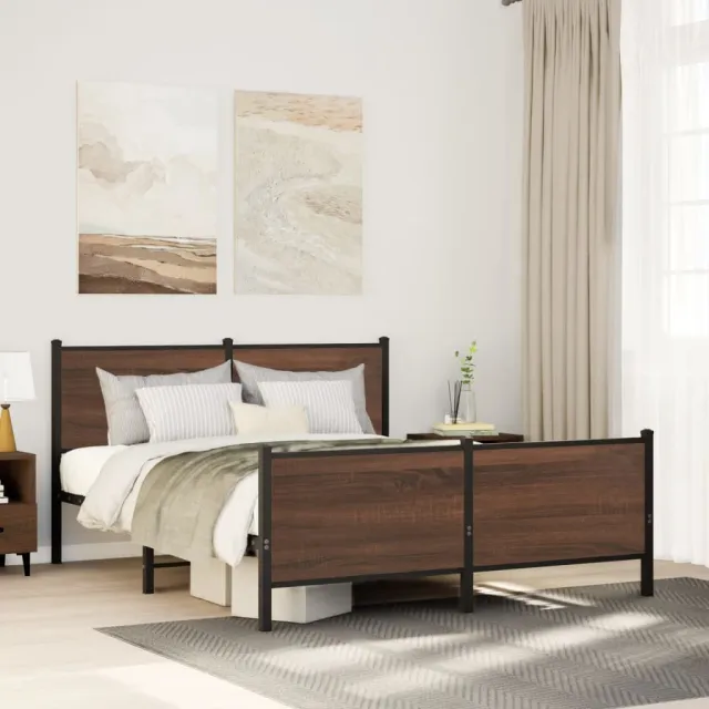 vidaXL Bedframe zonder matras metaal bruin eikenkleurig 140x200 cm