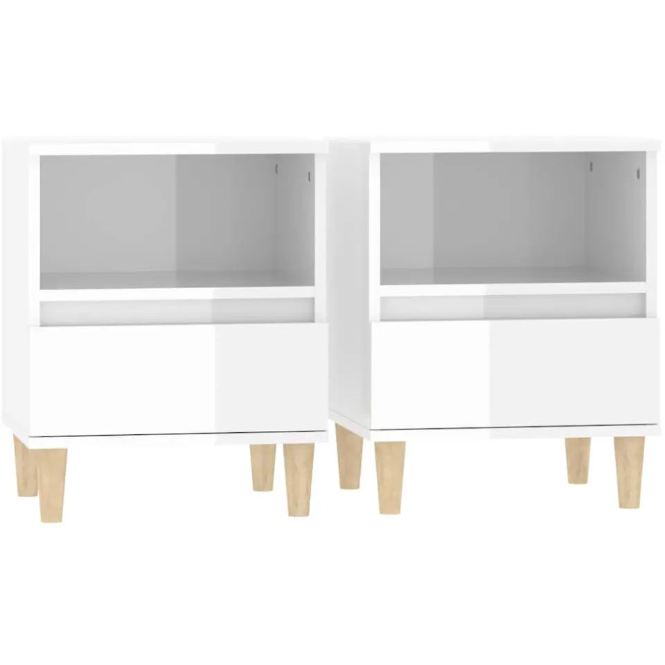 vidaXL Nachtkastjes 2 st 40x35x50 cm hoogglans wit