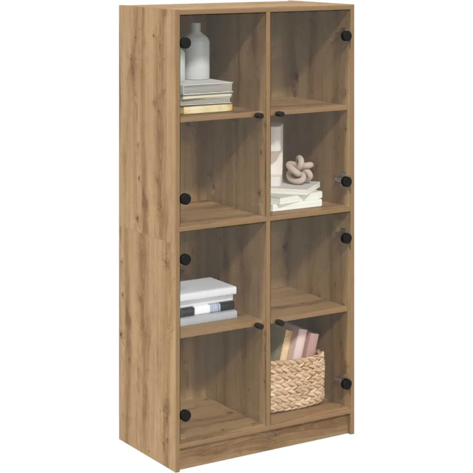 vidaXL Highboard Artisan Eiken 68 x 37 x 142 cm Bewerkt hout Bruin