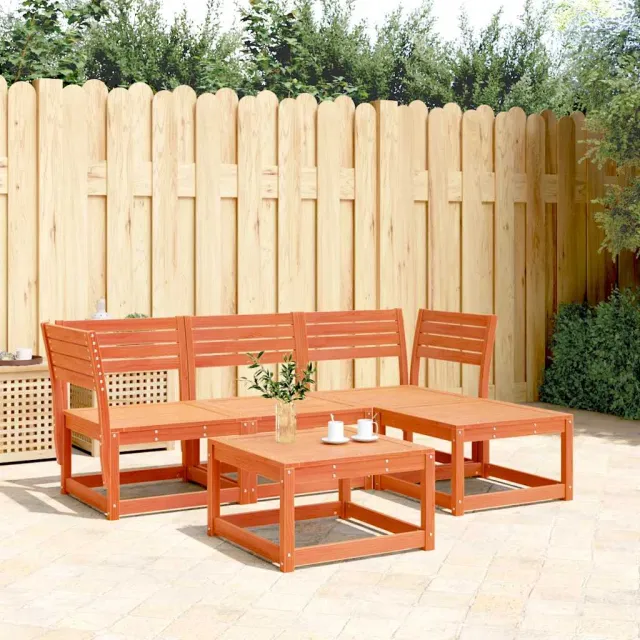 vidaXL 4-delige Loungeset massief grenenhout wasbruin bruin, foto 2