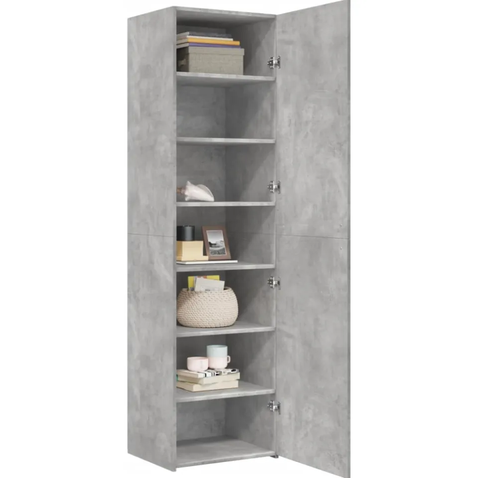 vidaXL Hoge kast 50x42,5x185 cm bewerkt hout betongrijs