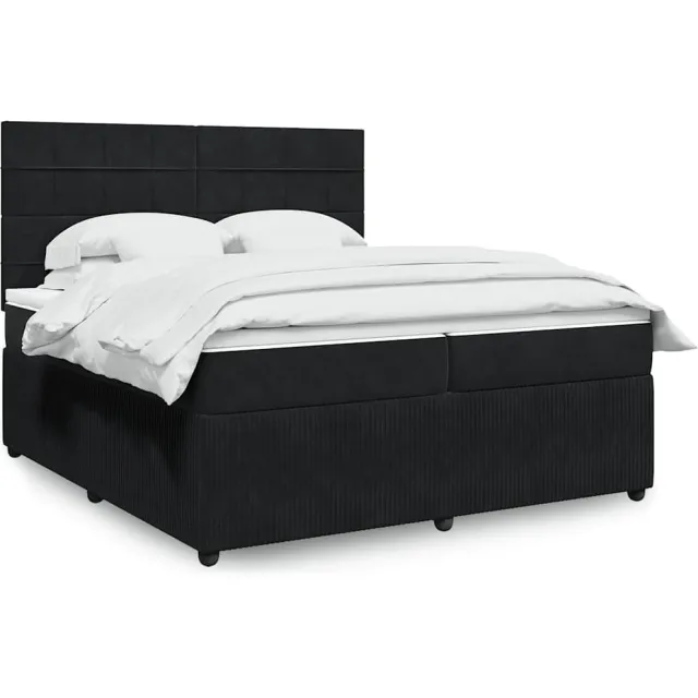 vidaXL Boxspring met matras fluweel zwart 200x200 cm