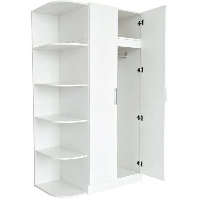 Ropilly Kledingkast Met Twee Deuren - 90 x 55 x 170 cm - Met Kledingroede En Legplanken - Open Zijvakken - Wit MDF Voor Slaapkamer En Kleedkamer