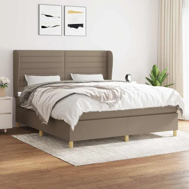 vidaXL Boxspring met matras stof taupe 160x200 cm