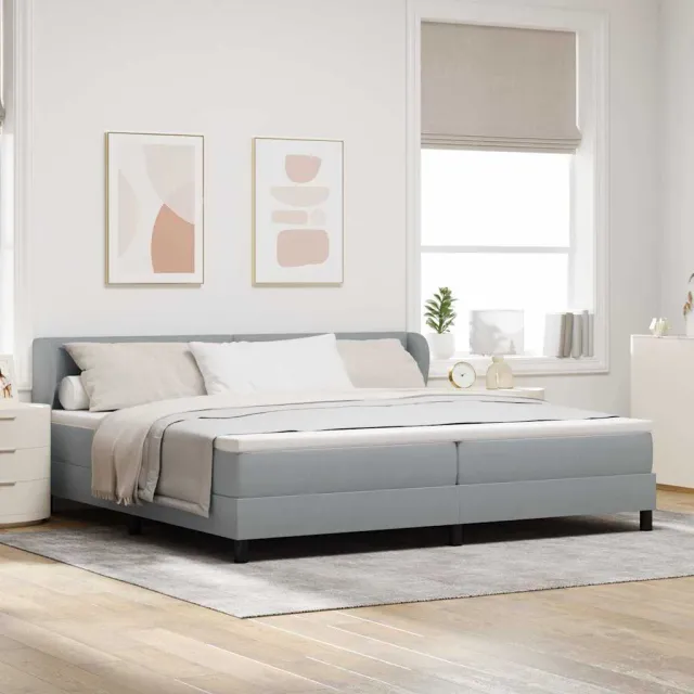 vidaXL Boxspringbed met hoofdeinde Lichtgrijs 200 x 200 cm Stof