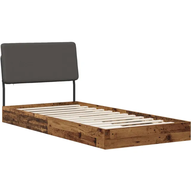 vidaXL Eenpersoonsbed met hoofdbord Eikenhout 75 x 190 cm Bewerkt hout Bruin