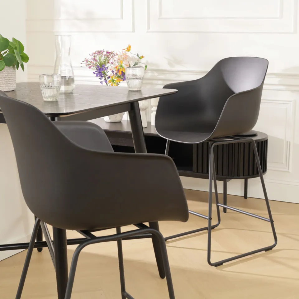 Nolon Nino-Puk barkruk zwart - zwart onderstel - 75 cm, foto 3